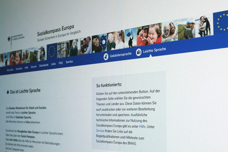 Screenshot der Servicenavigation von sozialkompass.eu
